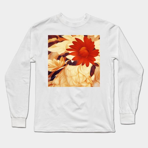 Autumn Floral Relief Long Sleeve T-Shirt by DANAROPER